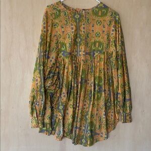Free People This Is It Tunic Top Sun Faded Printed Billowy Kimono XS